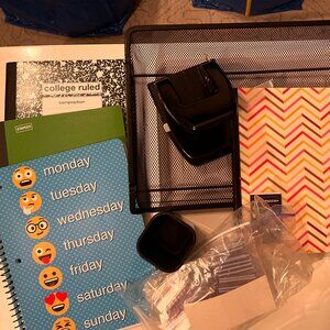 Office Supplies (Mixed Lot - 4 Lined Notebooks,‎ Hole Puncher, Organizing Items)